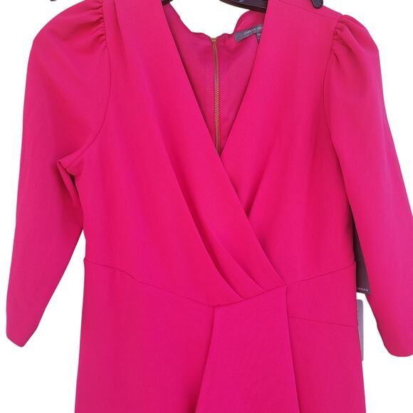 JULIA JORDAN 3/4 SLEEVE CASCADE RUFFLE DRESS SIZE 10 DRAGON FRUIT PINK - Picture 3 of 9